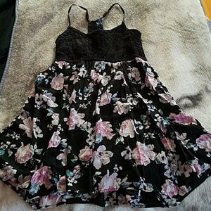 American Eagle Black Flower Dress